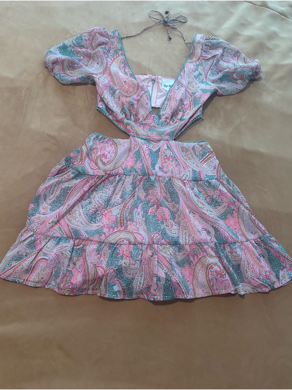 Paisley Pink Cutout Tiered Summer Mini Dress